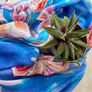 Floral Bright Blue & Pink Scarf/Wrap